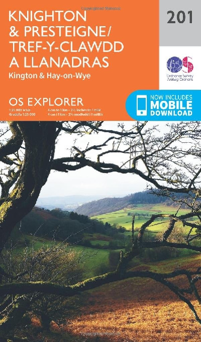 O.S. Explorer 201 Knighton & Presteigne/Tref-y-Clawdd a Llanandras