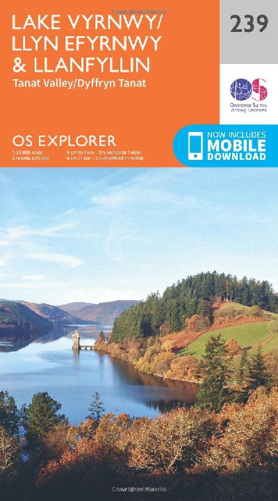 O.S. Explorer 239 Lake Vyrnwy/Llyn Efyrnwy & Llanfyllin