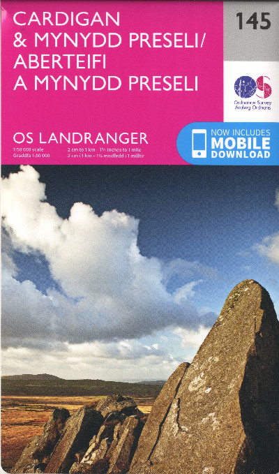 O.S. Landranger 145 Cardigan and Mynydd Preseli/Aberteifi a Mynydd Preseli