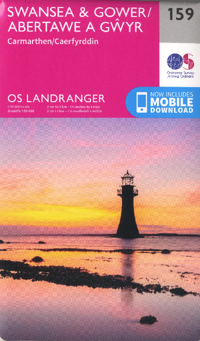 O.S. Landranger 159 Swansea and Gower, Carmarthen /Abertawe a Gŵyr, Caerfyrddin