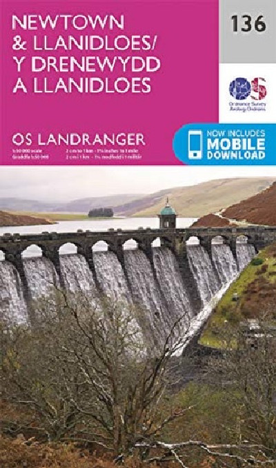 OS Landranger Map 136 Newtown & Llanidloes / Y Drenewydd a Llanidloes
