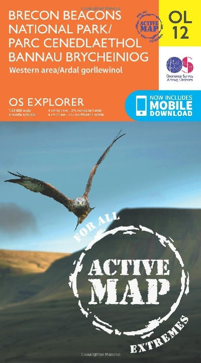 O.S. Explorer OL 12 Active Brecon Beacons National Park Western Area / Parc Cenedlaethol Bannau Brycheiniog Ardal Gorllewinol