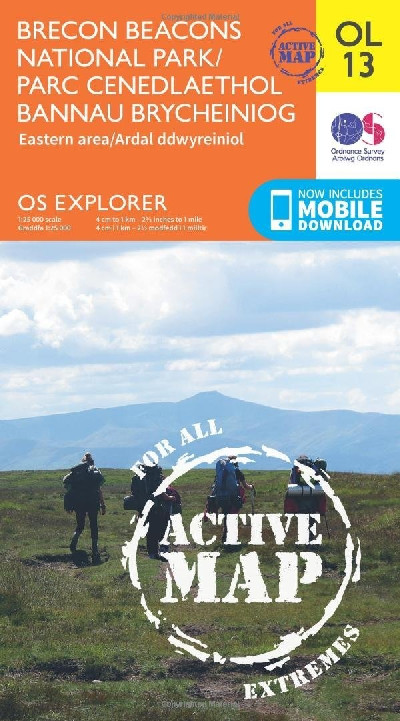 O.S. Explorer OL 13 Active Brecon Beacons National Park Eastern Area / Parc Cenedlaethol Bannau Brycheiniog Ardal Ddwyreiniol