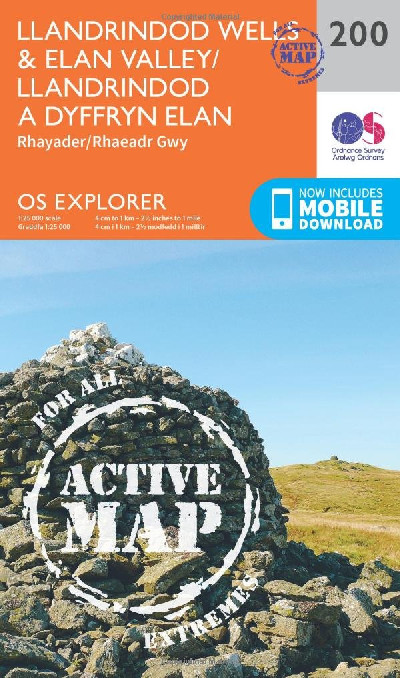 Os Explorer Active Map 200: Llandrindod Wells & Elan Valley / Llandrindod a Dyffryn Elan Map