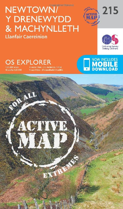 Os Explorer Active Map 215: Newtown / y Drenewydd & Machynlleth Map