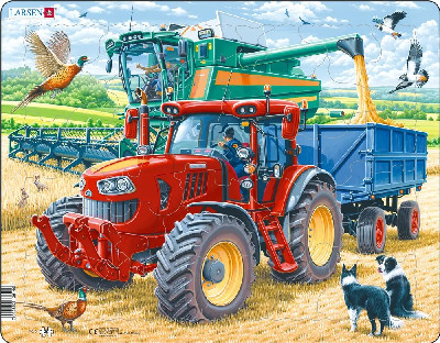 Jig-so Tractor Cŵl a Chombein yn Cynaeafu / Cool Tractor and Combine Harvester at Work Jigsaw