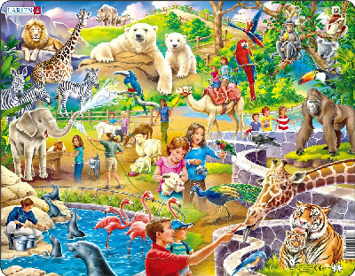 Jig-so Diwrnod Cyffrous yn y Sw / An Exciting Day at the Zoo Jigsaw