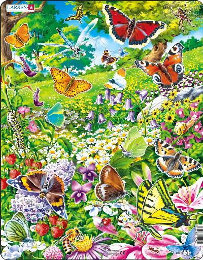 Jig-so Pili-pala Mewn Maes o Flodau Prydferth / Butterflies in a Beautiful Flower Field Jigsaw