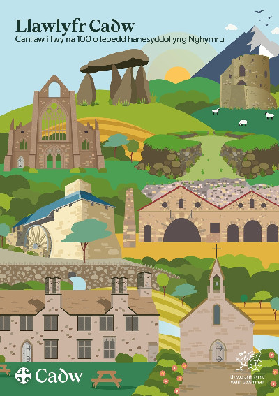 Llawlyfr Cadw: Canllaw i fwy na 100 o leoedd hanesyddol yng Nghymru