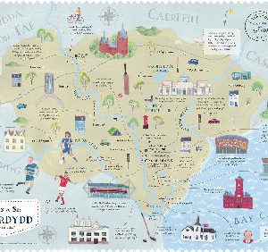 Cymru ar y Map: Poster Caerdydd (Cymraeg)