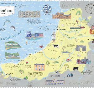 Wales on the Map: Ceredigion Poster (English)