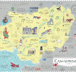 Wales on the Map: Carmarthenshire Poster (English)
