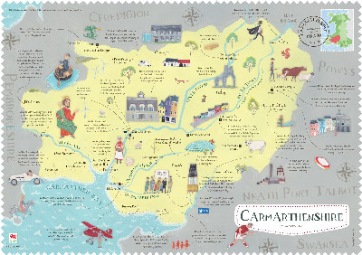 Wales on the Map: Carmarthenshire Poster (English)