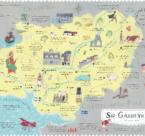 Cymru ar y Map: Poster Sir Gaerfyrddin (Cymraeg)