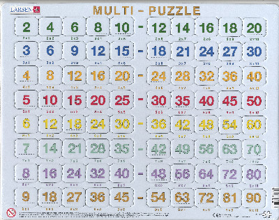 Jig-So Mathemateg Dysgu Lluosi drwy Chwarae, 1-90