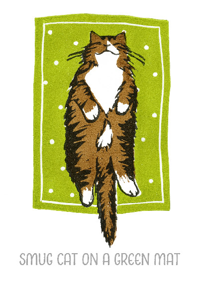 Jo Cox Poster: Smug Cat on a Green Mat